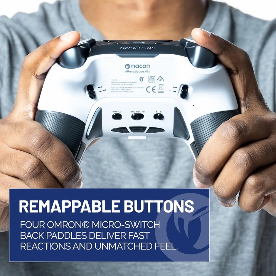 NACON Revolution 5 Pro Officially Licensed PlayStation Wireless Gaming Controller for PS5 / PS4 / PC - Black/White