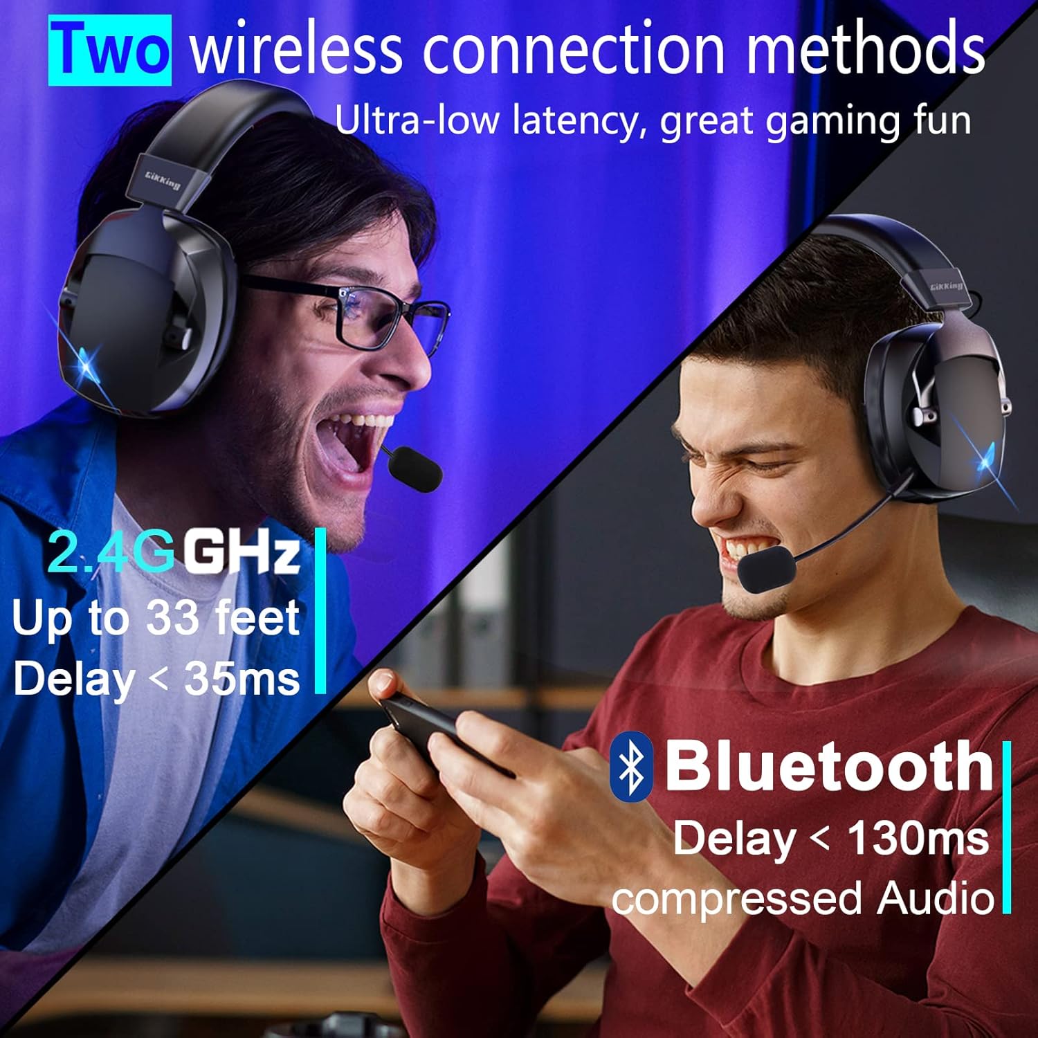 BL100 Pro Wireless Gaming Headset with Noise Cancelling Microphone, Triple Mode, 2.4G+ Bluetooth+ Wired  Gaming Headphones,  Suitable for PC, PS4, PS5, Smart Phone, Mac