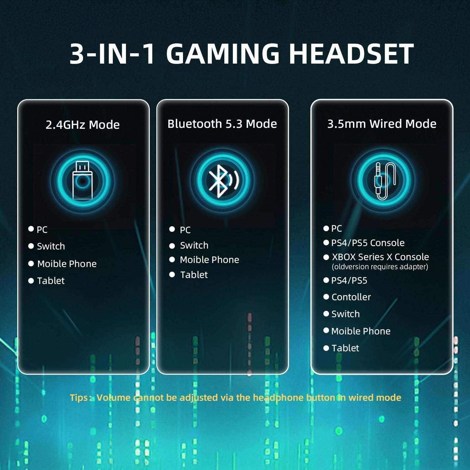 Attack Shark L80PRO Wireless Gaming Headset Lightweight Headphones with 20ms Low Latency, Dual Mics, 40mm Drivers, 300mAh Battery - 3 Modes (2.4G/Bluetooth/Wired) for PC/PS/XBOX