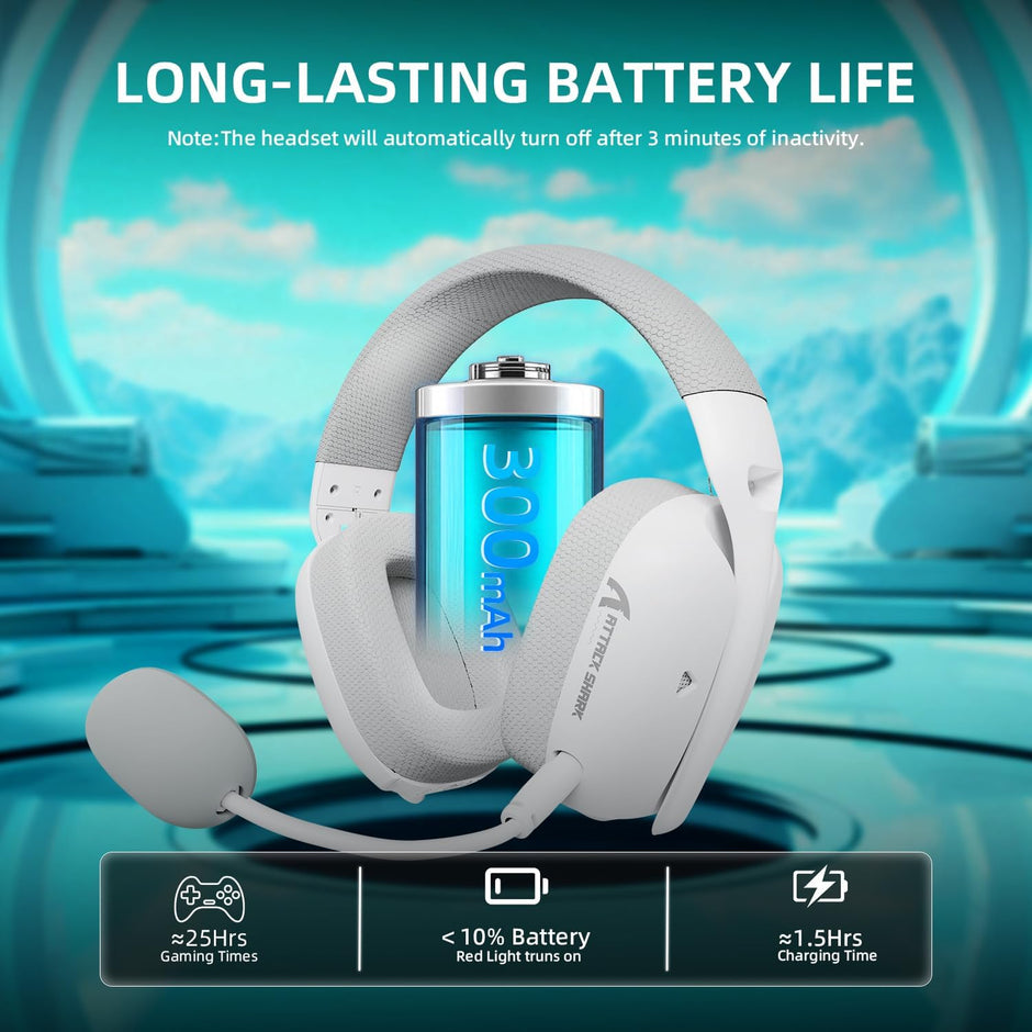Attack Shark L80PRO Wireless Gaming Headset Lightweight Headphones with 20ms Low Latency, Dual Mics, 40mm Drivers, 300mAh Battery - 3 Modes (2.4G/Bluetooth/Wired) for PC/PS/XBOX