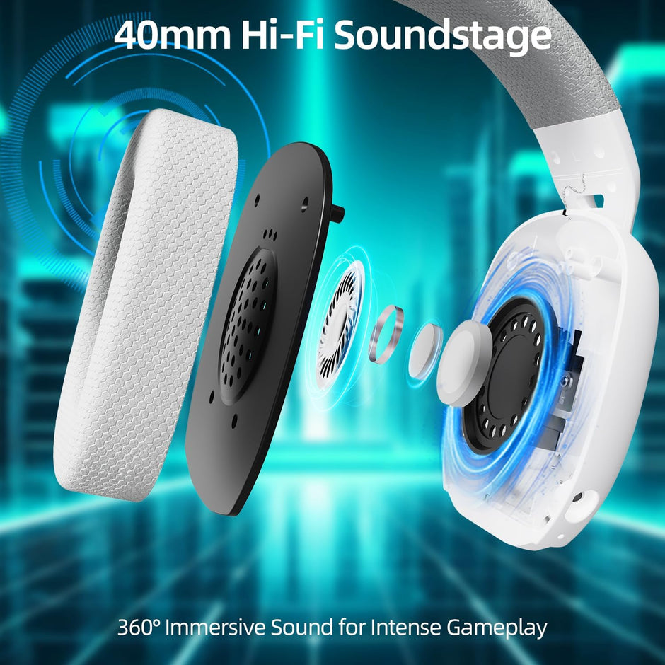 Attack Shark L80PRO Wireless Gaming Headset Lightweight Headphones with 20ms Low Latency, Dual Mics, 40mm Drivers, 300mAh Battery - 3 Modes (2.4G/Bluetooth/Wired) for PC/PS/XBOX