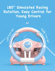 PXN V3 Pro 180 Degree Steering Wheel with Pedals, Vibration Feedback fot for PC, PS3, PS4, Xbox One & Series XS, Nintedno Switch - Blue/Pink