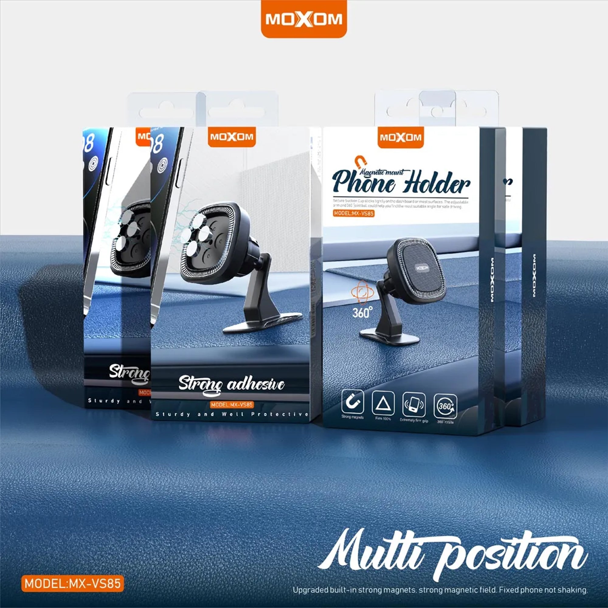 MOXOM Magnetic Mount Phone Holder for Car Dashboard or Windscreen