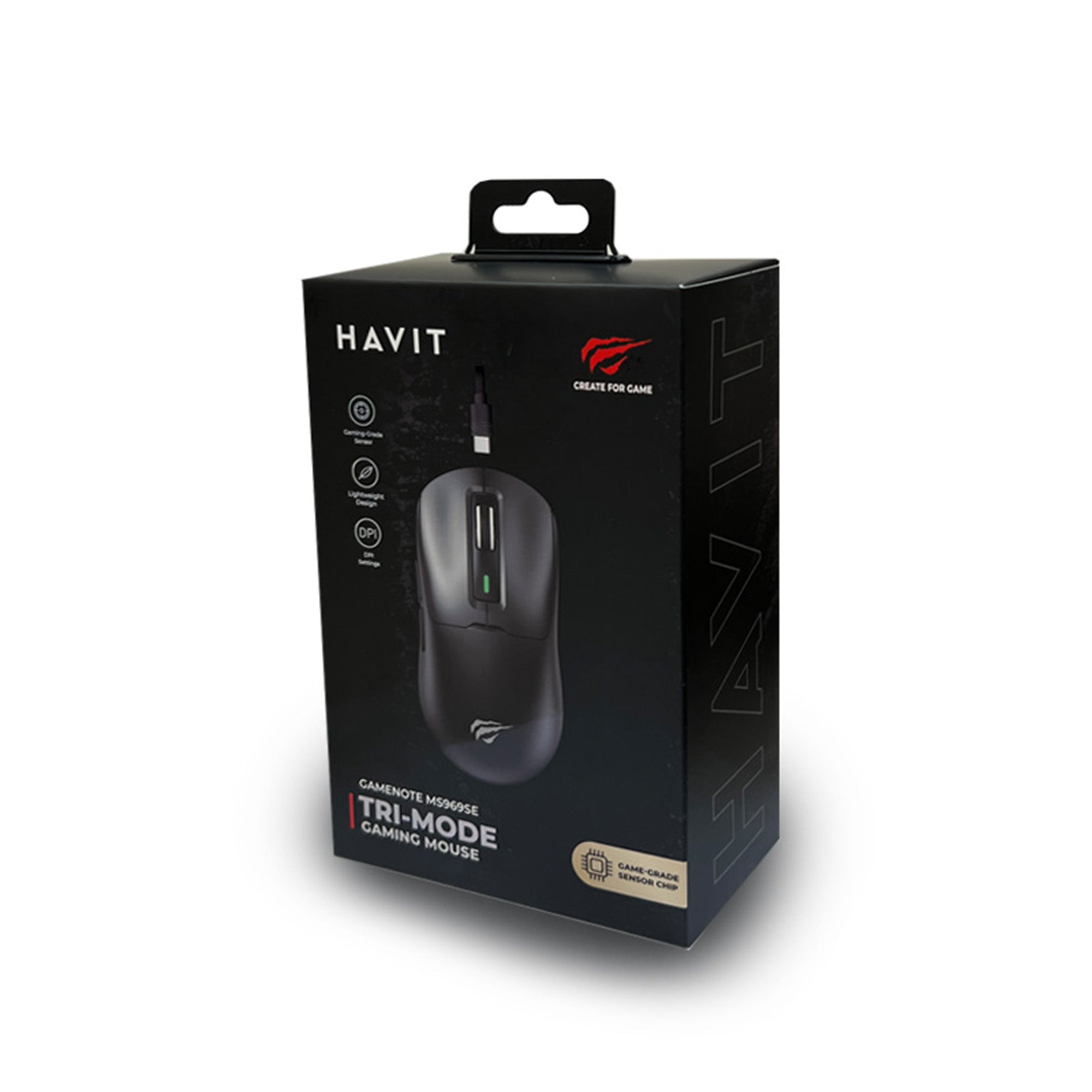 Havit GameNote MS969SE Wireless Gaming Mouse - Triple Mode Wireless 2.4G/Bluetooth/Wired - Black