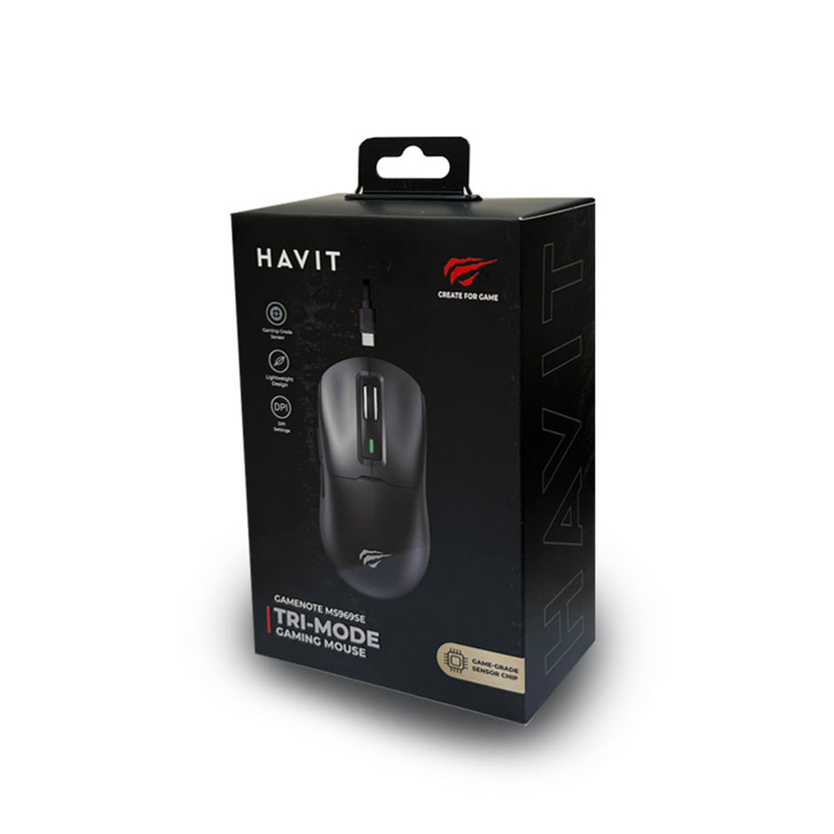 Havit GameNote MS969SE Wireless Gaming Mouse - Triple Mode Wireless 2.4G/Bluetooth/Wired - Black