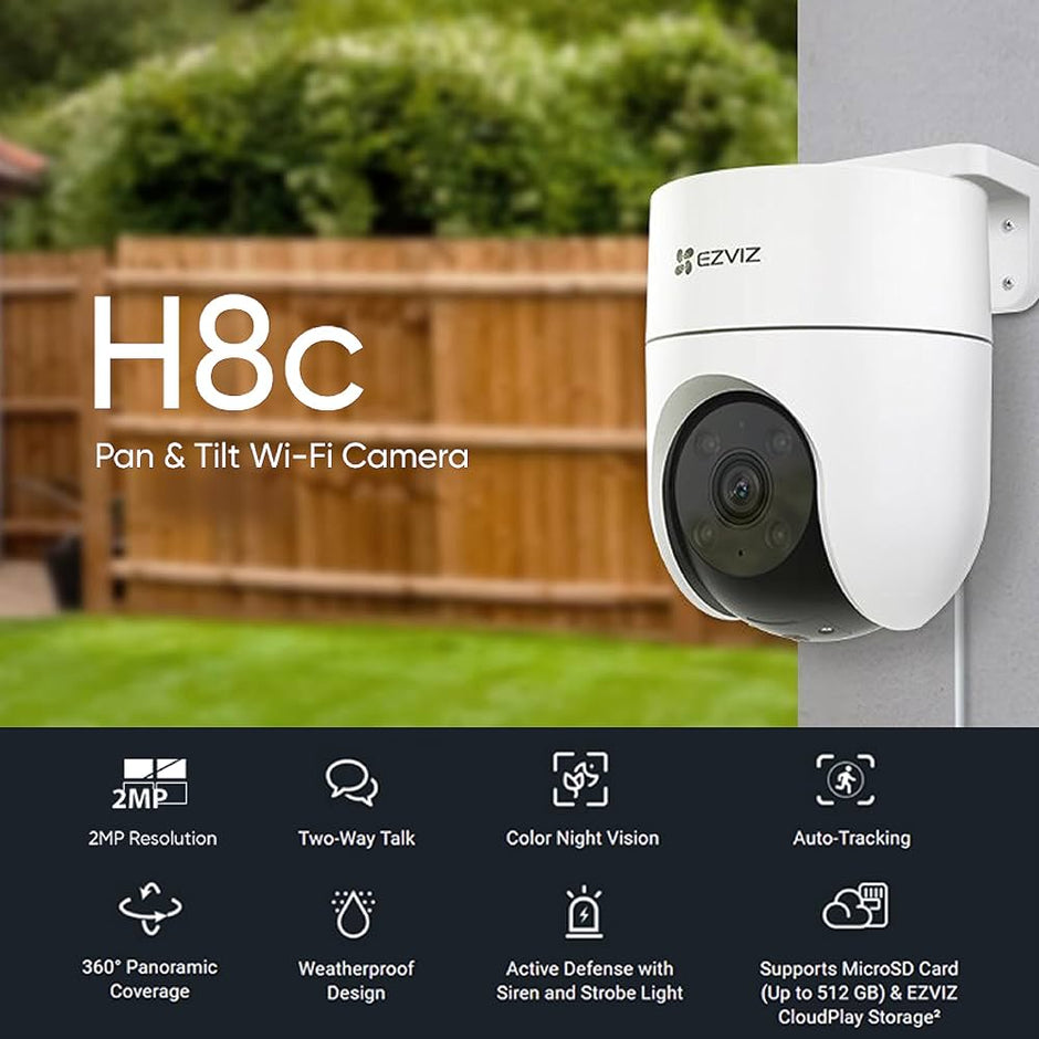 EZVIZ H8c outdoor Wi-Fi smart Ai security camera with QHD resolution ansd full night color vision