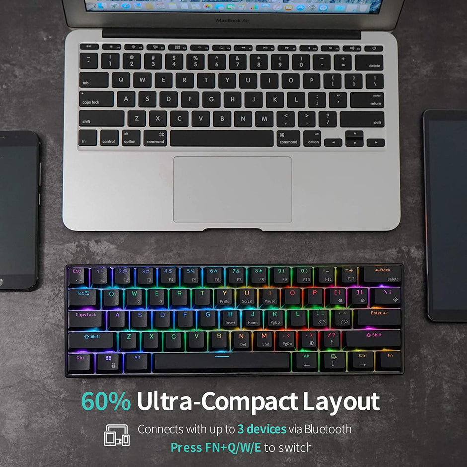 Rk Royal Kludge Rk61 Rgb Dual Mode Wireless/wired 60% Mechanical Gaming Keyboard - Black