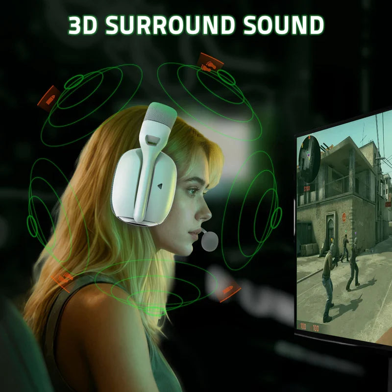 Attack Shark L80PRO Wireless Gaming Headset Lightweight Headphones with 20ms Low Latency, Dual Mics, 40mm Drivers, 300mAh Battery - 3 Modes (2.4G/Bluetooth/Wired) for PC/PS/XBOX