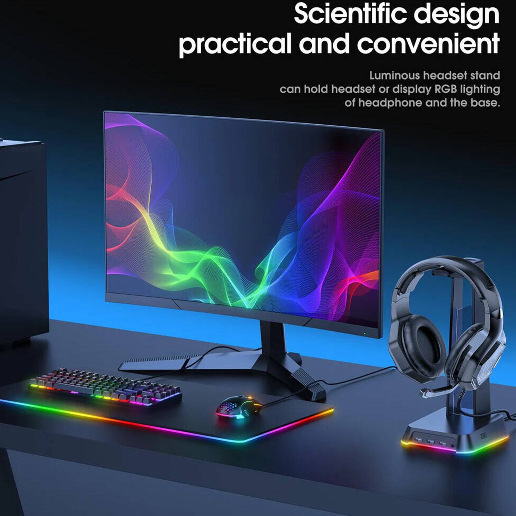 Onikuma ST-2 RGB USB Hub Headset Stand