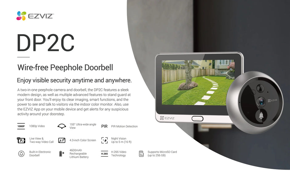 EZVIZ DP2C wire-free smart peephole doorbell and camera