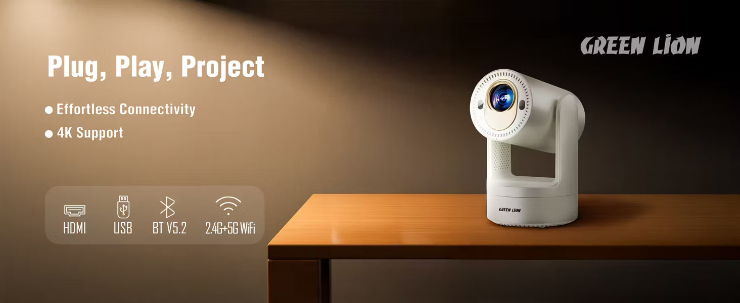 Green Lion Prisma 4K Portable Projector with 5200mAh Battery