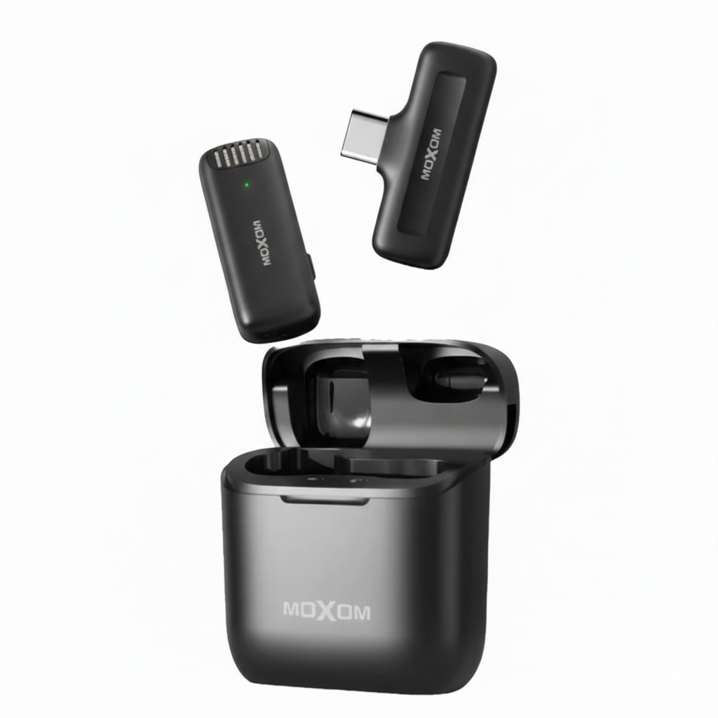 MOXOM Noise Reduction Type-C Wireless Microphone for Live Shows, Vlogs, and Interviews