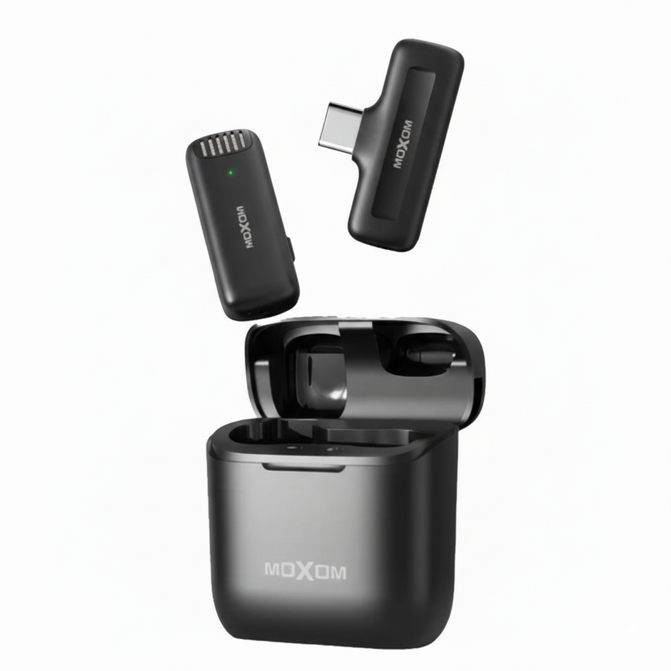 MOXOM Noise Reduction Type-C Wireless Microphone for Live Shows, Vlogs, and Interviews