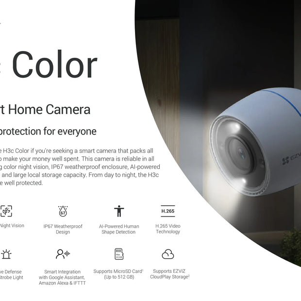 EZVIZ H3c  FHD outdoor smart Ai camera with full color night vision