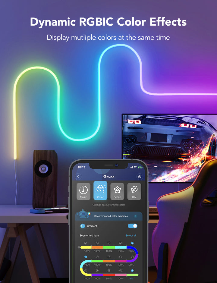 Govee Neon LED Strip Light - 10FT/3M)