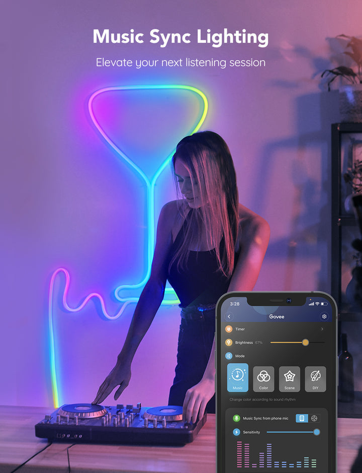 Govee Neon LED Strip Light - 10FT/3M)