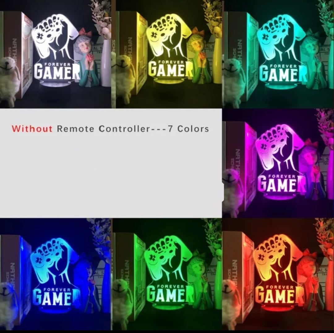 Gaming Room Desk Setup Lighting Decor 3D Visual LED Night Lamp - 7 Color Change