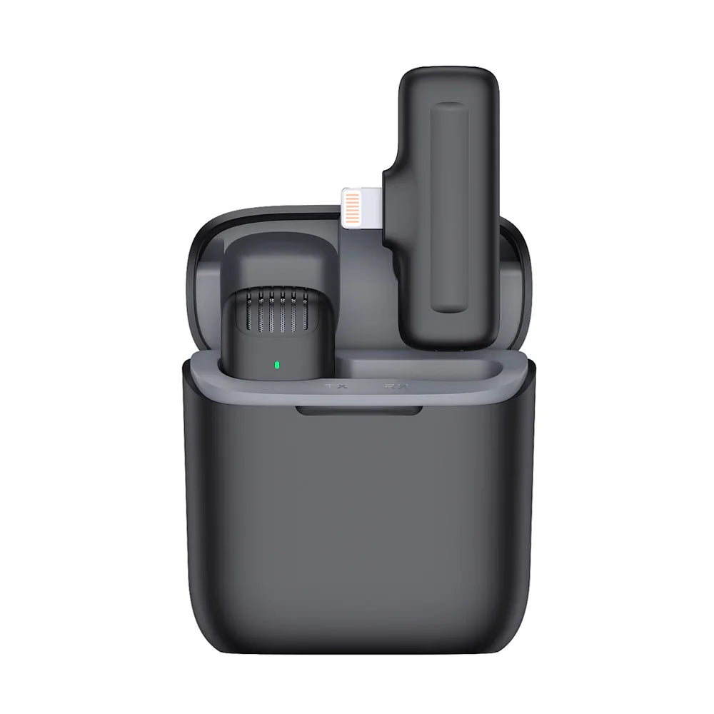 MOXOM Noise Reduction Lightning Wireless Microphone for Live Shows, Vlogs, and Interviews