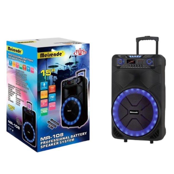 MEIRENDE Karaoke Bluetooth rechargeable trolley speaker 15"
