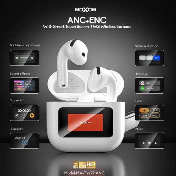 Moxom MX-TW79 ANC Earbuds With Digital Touch Screen