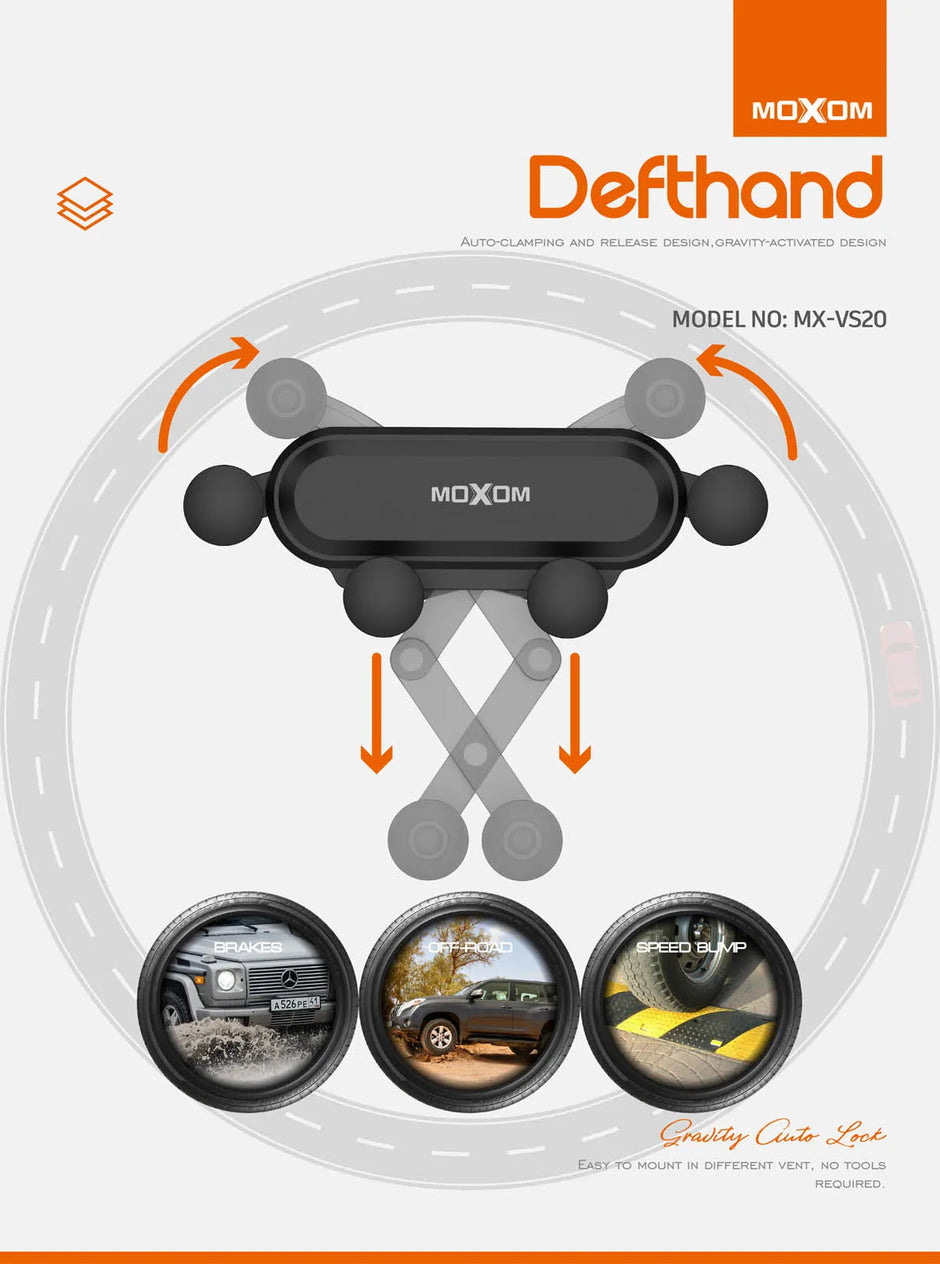 MOXOM Gravity Activated Defthand Phone Holder