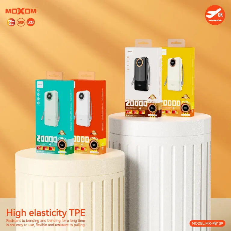 MOXOM 20000mAh PD20W SCP22.5W Power Bank - Black