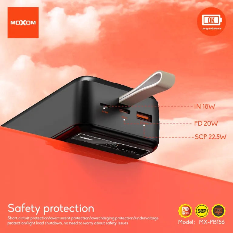 MOXOM 30000mAh PD20W SCP22.5W Power Bank