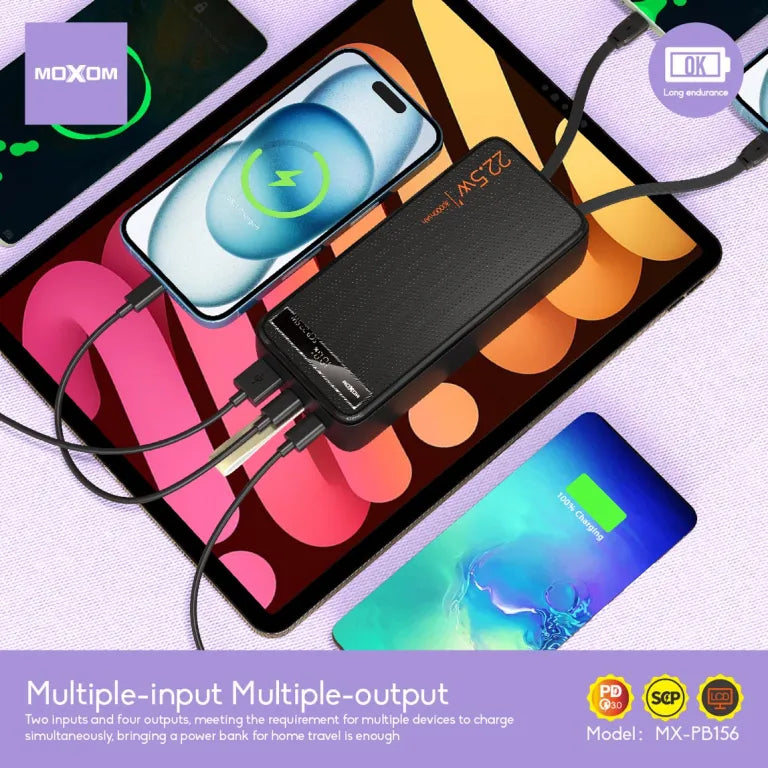 MOXOM 30000mAh PD20W SCP22.5W Power Bank