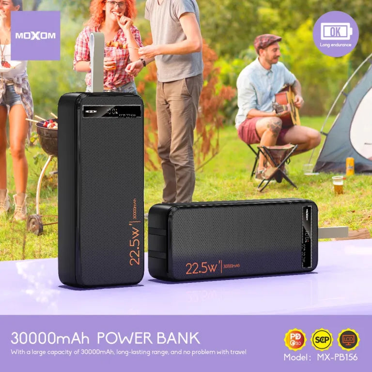 MOXOM 30000mAh PD20W SCP22.5W Power Bank