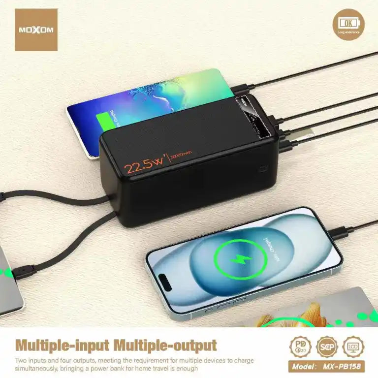 MOXOM 50000mAh PD20W SCP22.5W Power Bank