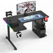 L-Shaped RGB Gaming Desk with Cup & Headset Holder - Black 160 cm & 140 cm