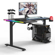 L-Shaped RGB Gaming Desk with Cup & Headset Holder - Black 160 cm & 140 cm