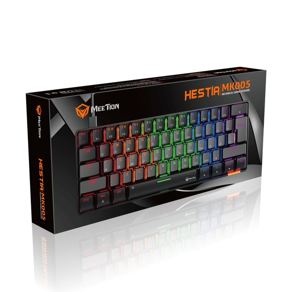 MEETION MK005 RGB Backlit Mini 61 Keys Wired  Mechanical Gaming Keyboard Blue Switch - Black
