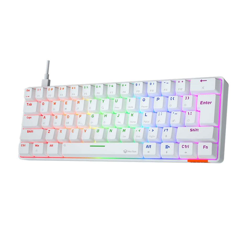 MEETION MK005 RGB Backlit Mini 61 Keys Wired  Mechanical Gaming Keyboard Blue Switch - White