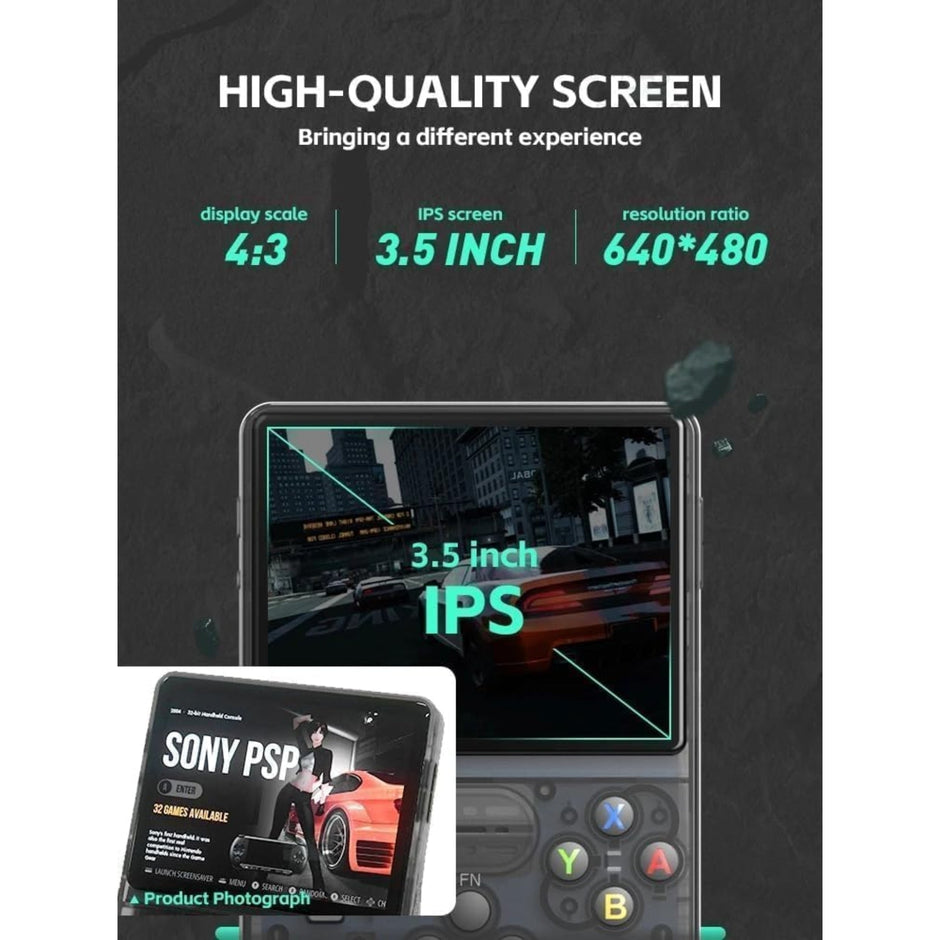 R36S Video Game Handheld Console, Built-in 64GB TF Card, 3.5 Inch IPS Screen, Retro Linux System, Support 15000+ Classic Games, 2.4G Wireless Gamepad, TV, Monitor Connection