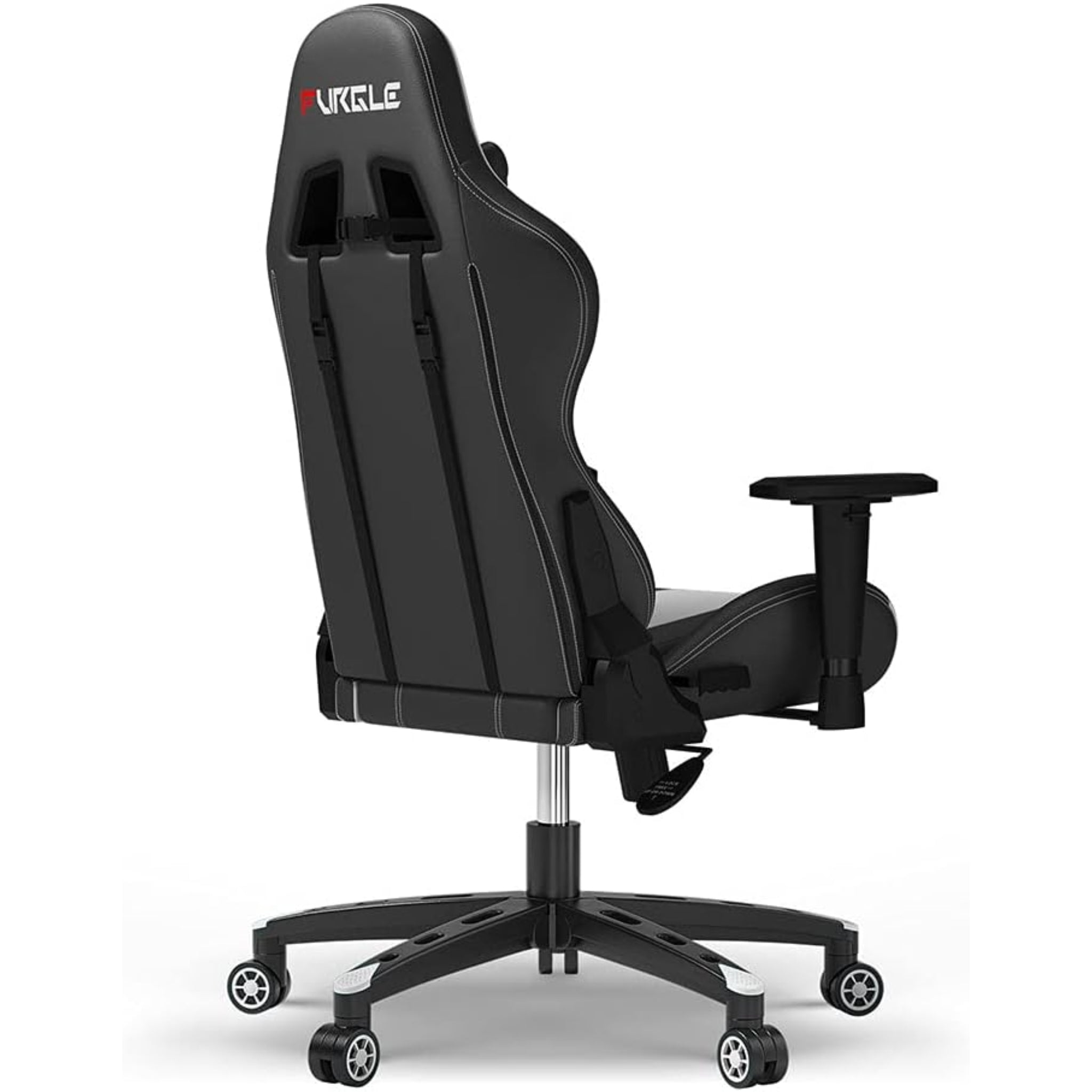 Furgle Gaming Chair, Racing Style High-Back Office Chair with Adjustable Armrests, PU Leather Ergonomic Video Game Chair with Headrest and Lumbar Support, Rocking Mode - Black/White