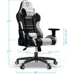Furgle Gaming Chair, Racing Style High-Back Office Chair with Adjustable Armrests, PU Leather Ergonomic Video Game Chair with Headrest and Lumbar Support, Rocking Mode - Black/White