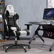 Furgle Gaming Chair, Racing Style High-Back Office Chair with Adjustable Armrests, PU Leather Ergonomic Video Game Chair with Headrest and Lumbar Support, Rocking Mode - Black/White