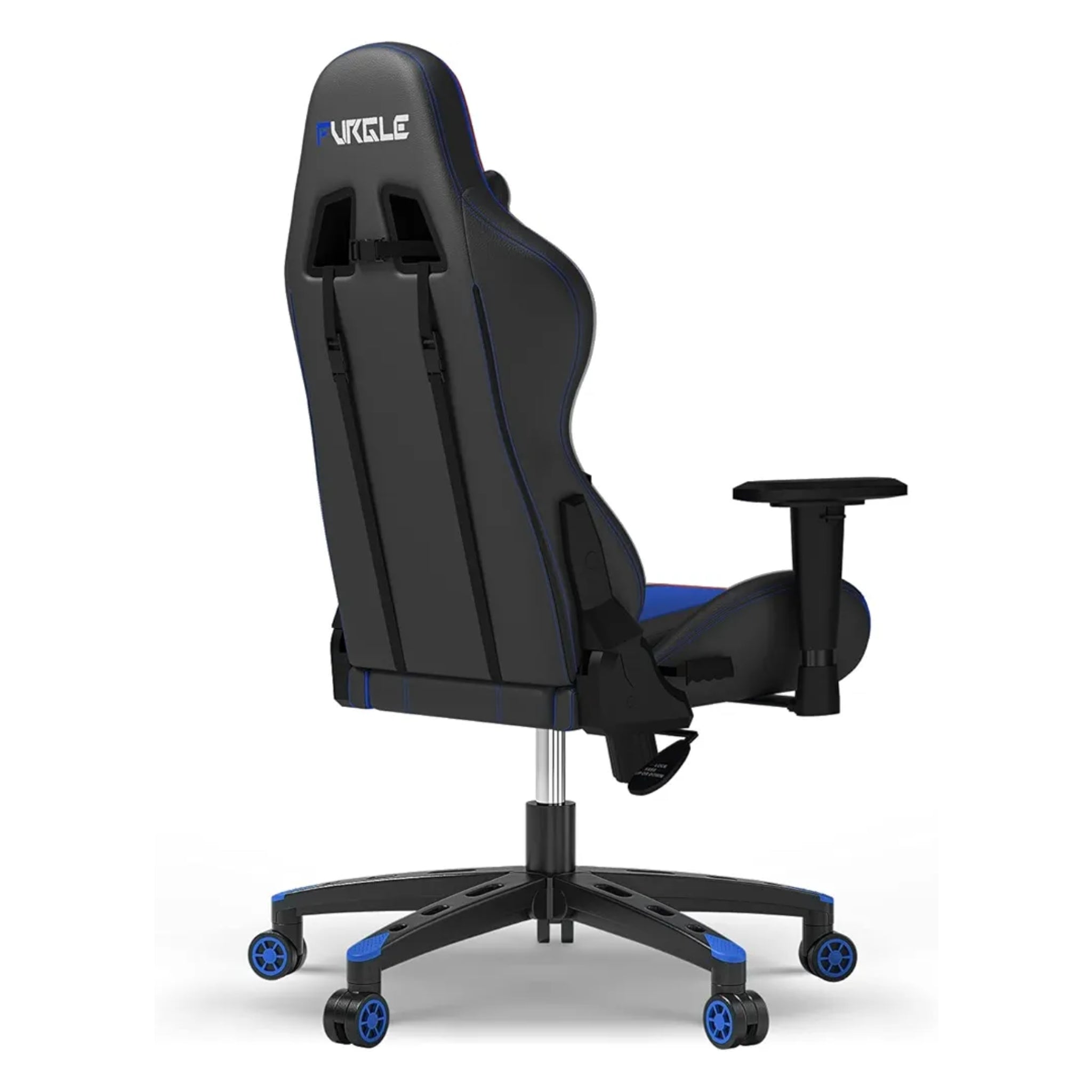 Furgle Gaming Chair, Racing Style High-Back Office Chair with Adjustable Armrests, PU Leather Ergonomic Video Game Chair with Headrest and Lumbar Support, Rocking Mode - Black/Blue