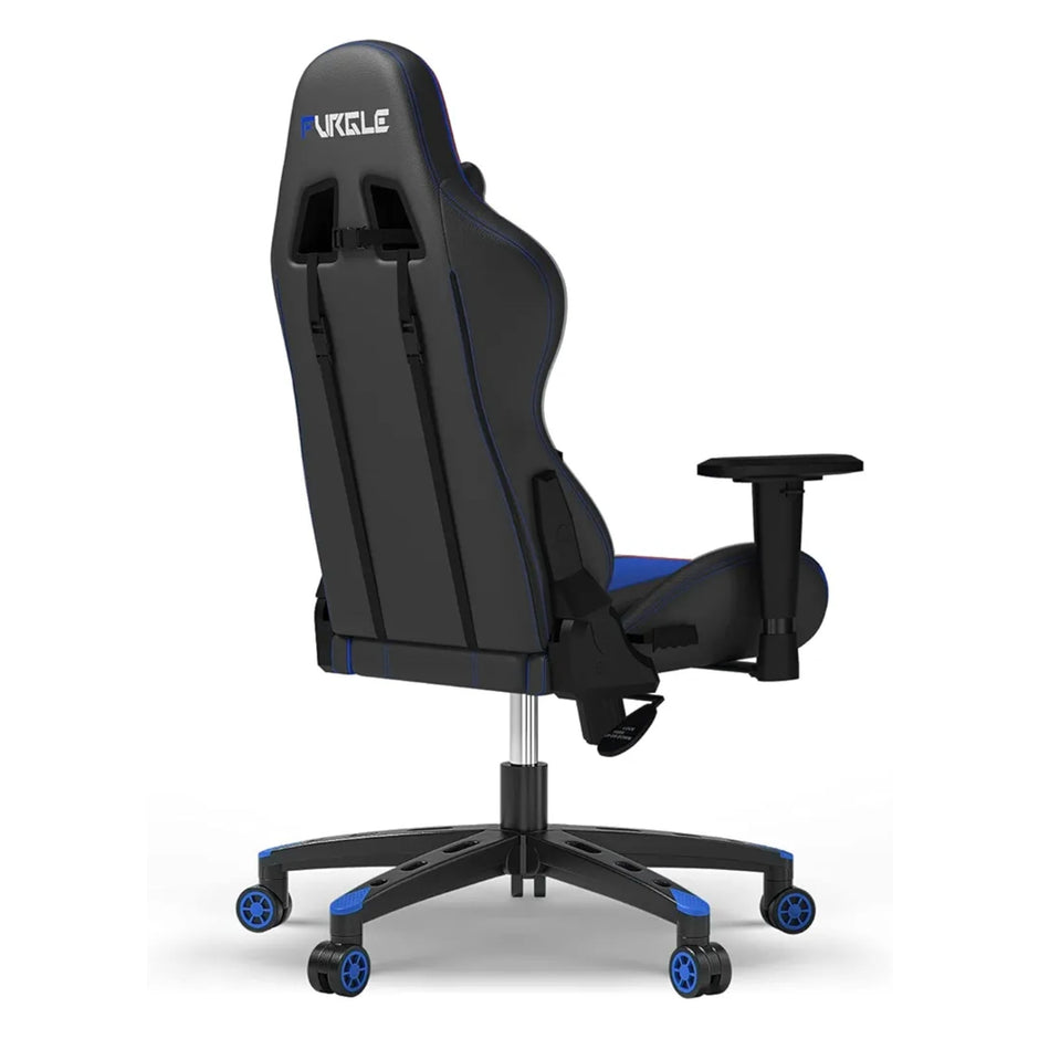 Furgle Gaming Chair, Racing Style High-Back Office Chair with Adjustable Armrests, PU Leather Ergonomic Video Game Chair with Headrest and Lumbar Support, Rocking Mode - Black/Blue