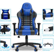 Furgle Gaming Chair, Racing Style High-Back Office Chair with Adjustable Armrests, PU Leather Ergonomic Video Game Chair with Headrest and Lumbar Support, Rocking Mode - Black/Blue