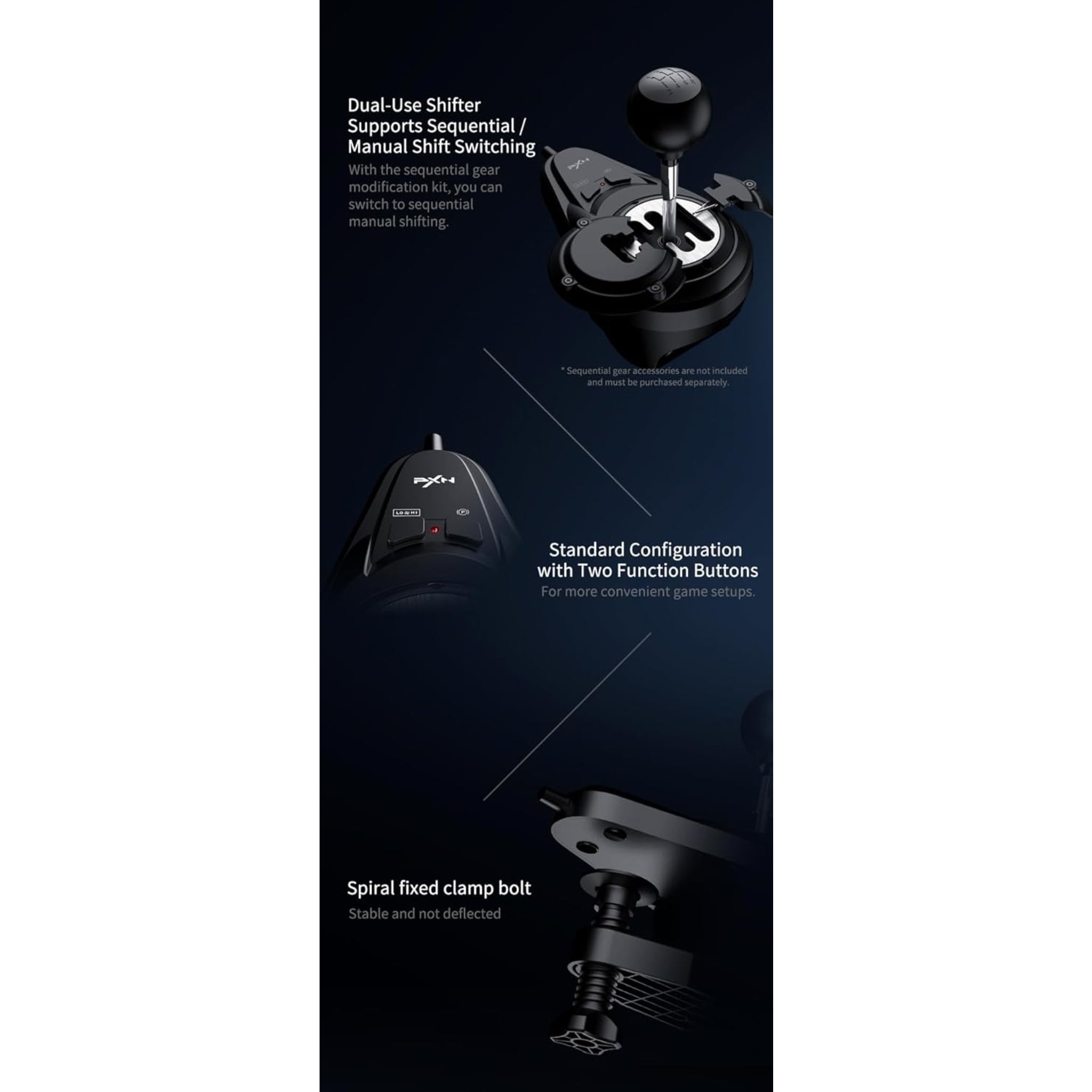 PXN V99 Gaming Steering wheel 3.2nm force feedback Racing wheel 270/900, Dismantle, with Hall magnetic induction pedal, 6+1 gear shift rod pc for PS5/PS4/PS3/Xbox One/Series X/S PC