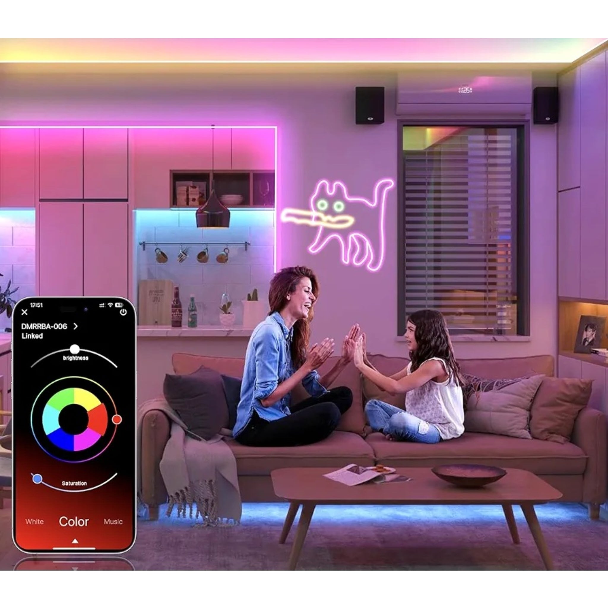 RGB Neon Rope Lights IP67 Waterproof, Bluetooth APP Control, Flexible Silicone Design
