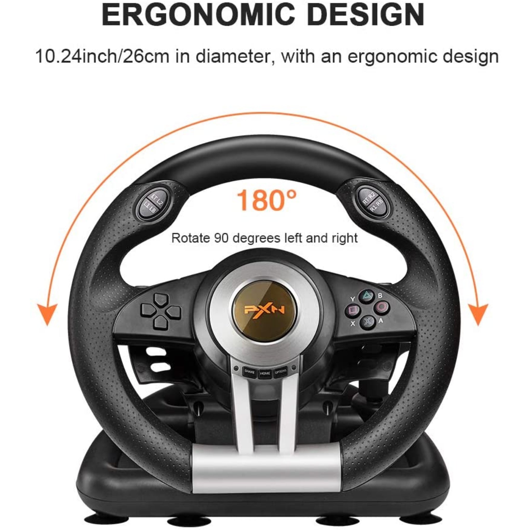Pxn V3Ii180 Degree Steering Wheel With Pedals - Black Playstation 4 Accessory