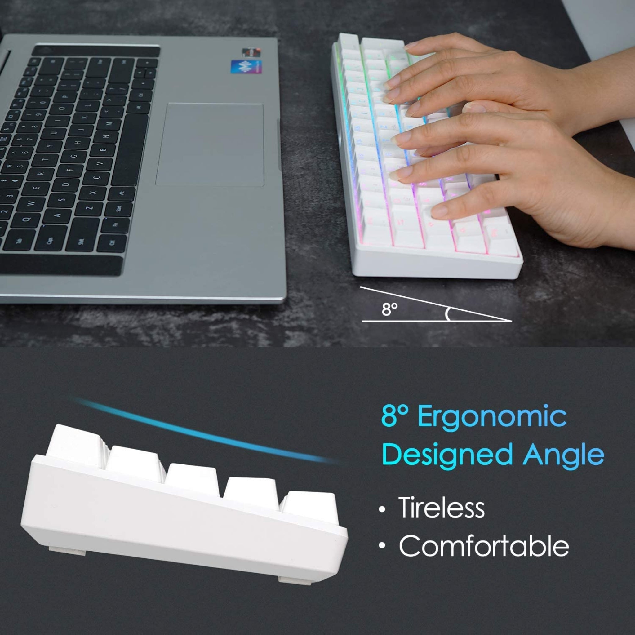 Rk Royal Kludge Rk61 Rgb Dual Mode Wireless/wired 60% Mechanical Gaming Keyboard - White
