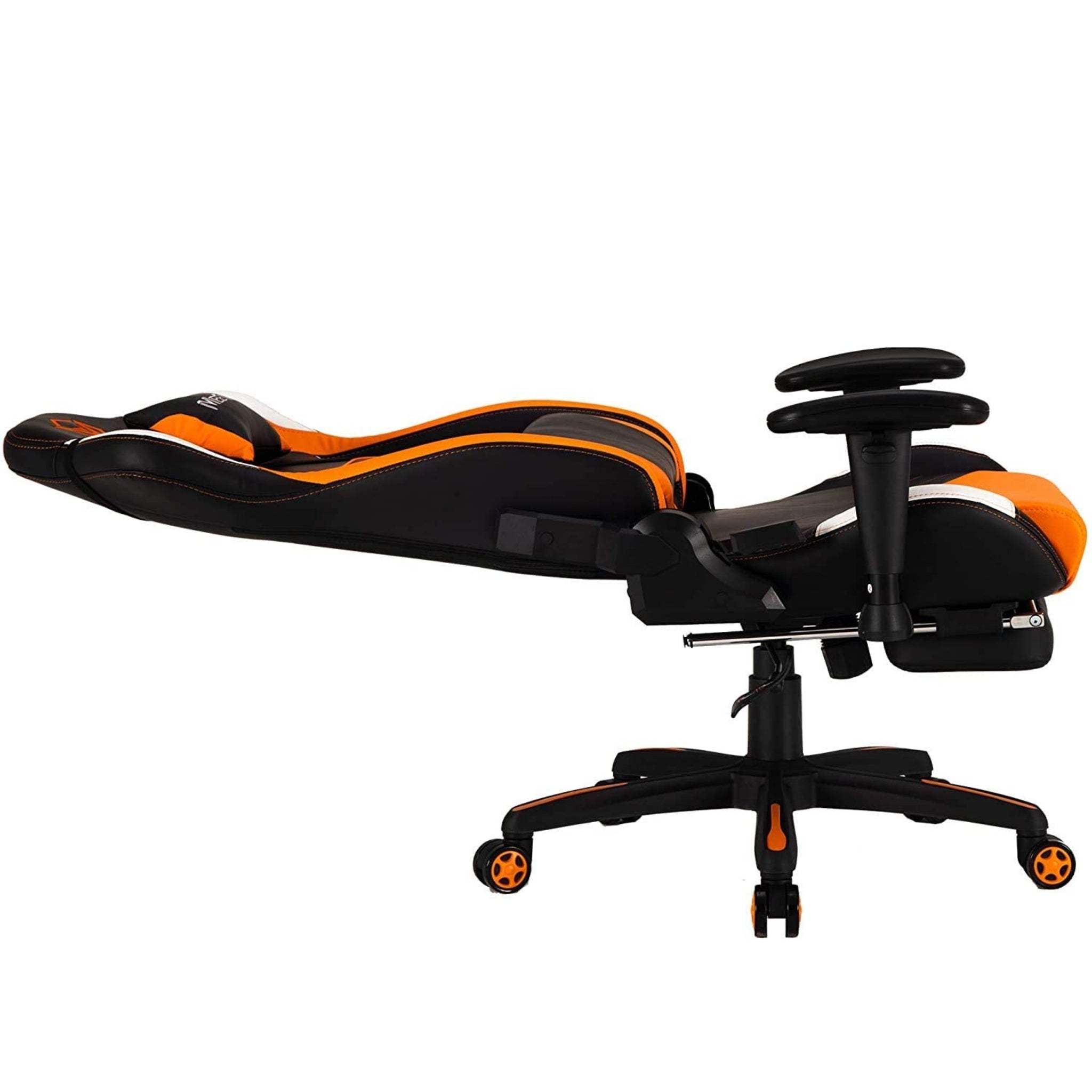 Meetion Chr22 Leather Gaming E-Sport Chair With Footrest - Black And Orange
