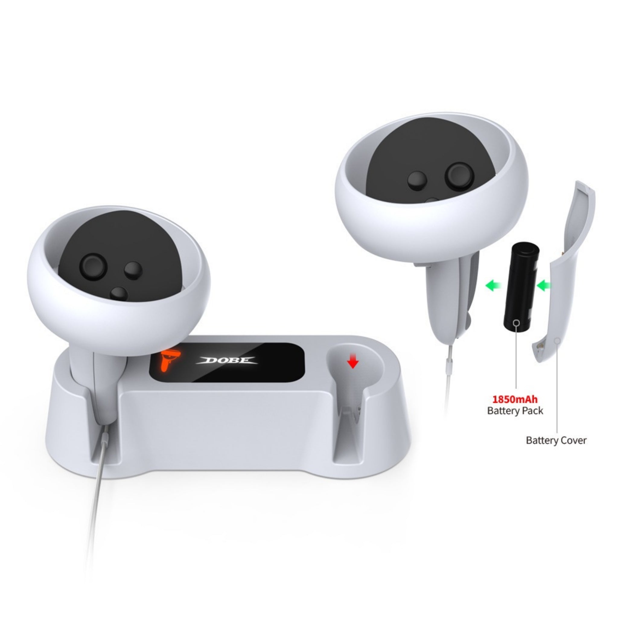 Dobe Fast Charging Dock With Rechargable Battery Pack For Oculus Quest 2 Vr Controllers Video Game