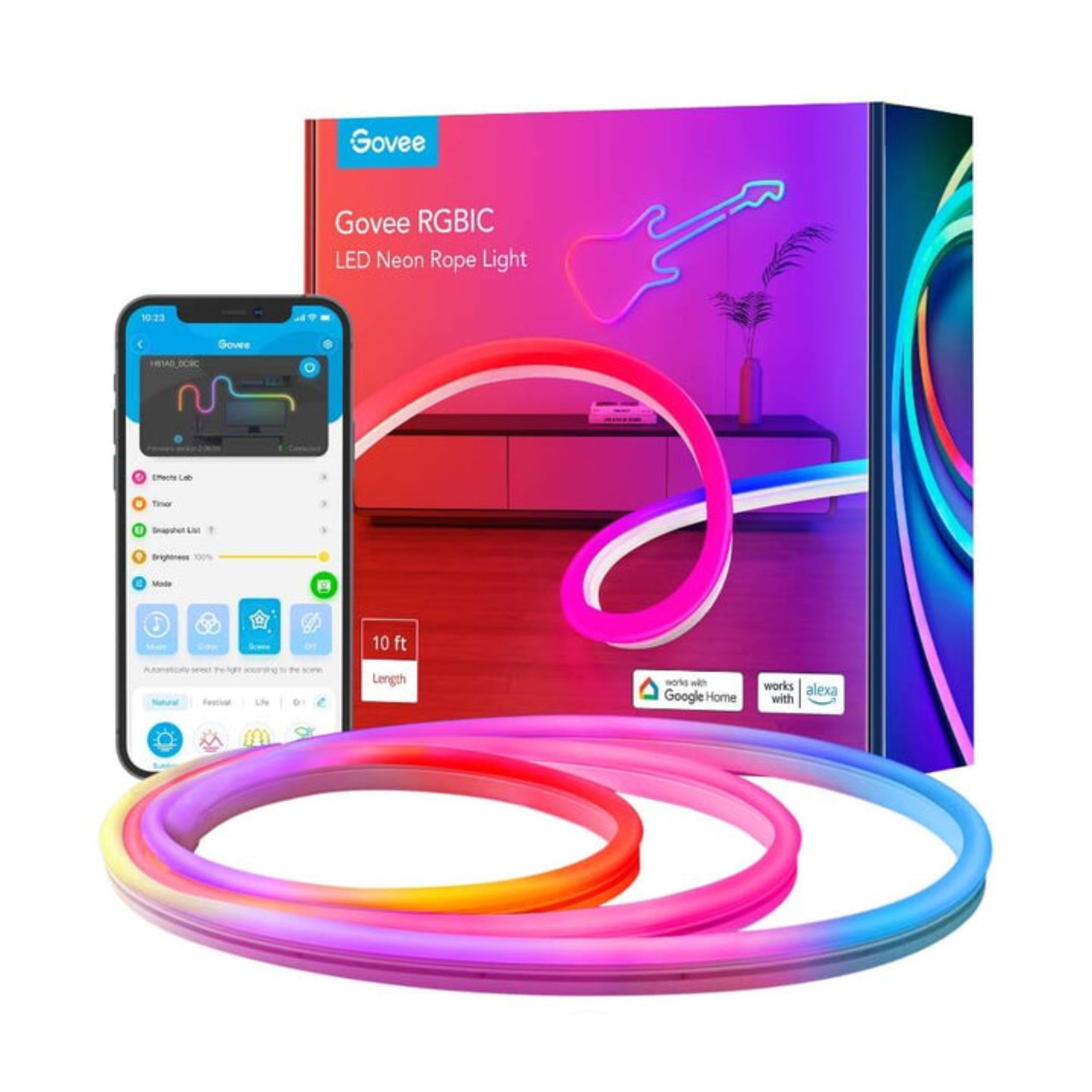 Govee Neon rope LED Strip Light - 10FT/3M)