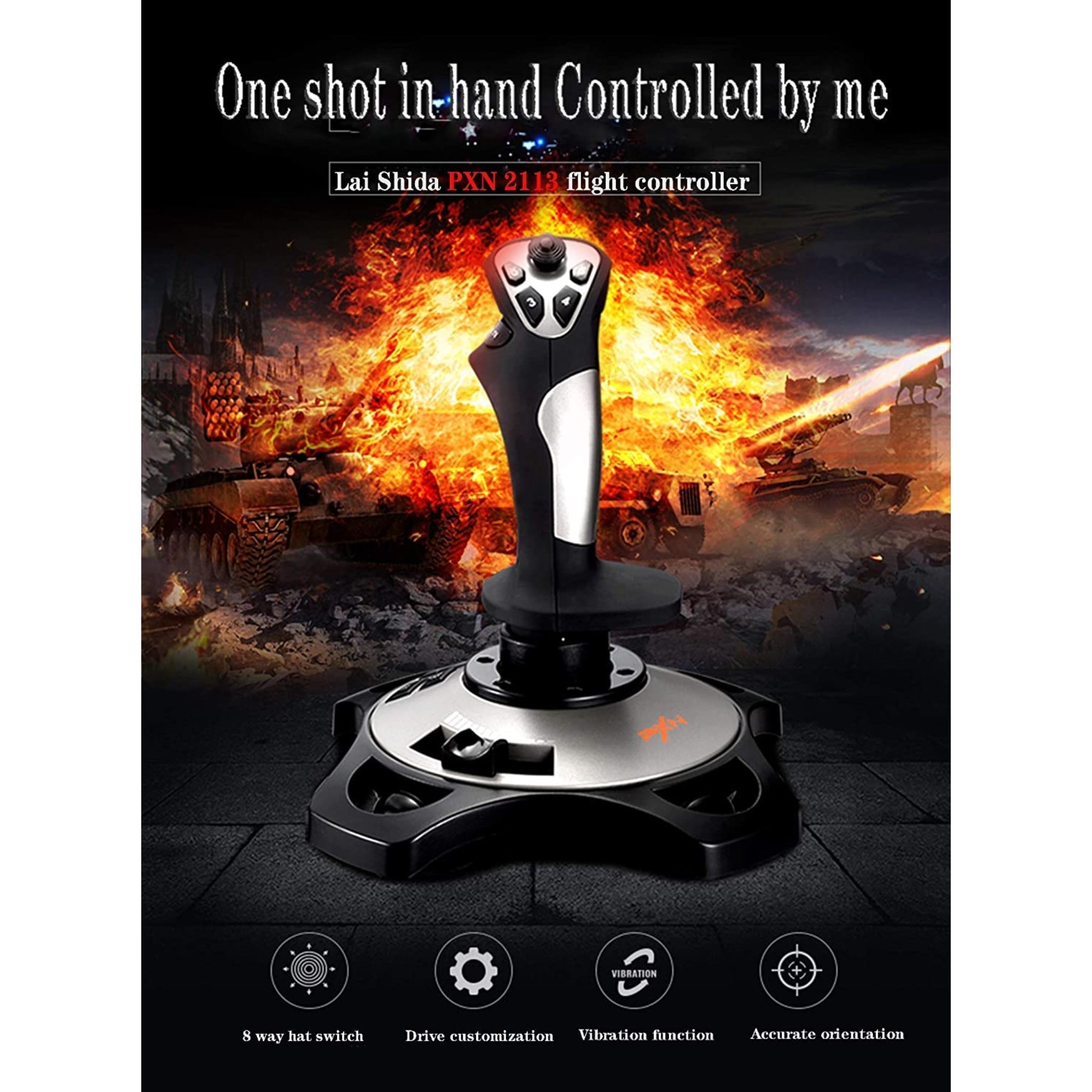 PXN 2113 Pro Flight Simulator Joystick with Vibration Function and Throttle  for Windows PC