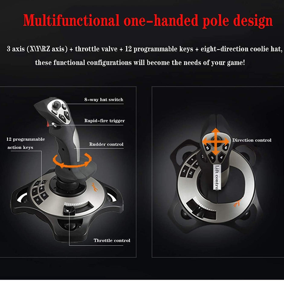 PXN 2113 Pro Flight Simulator Joystick with Vibration Function and Throttle  for Windows PC